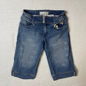 Baby Phat Denim Capri Pants‎ Womens Size 3 Embellished Rhinestone Low Rise Y2K